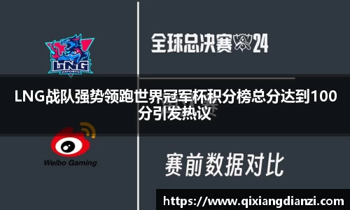 LNG战队强势领跑世界冠军杯积分榜总分达到100分引发热议